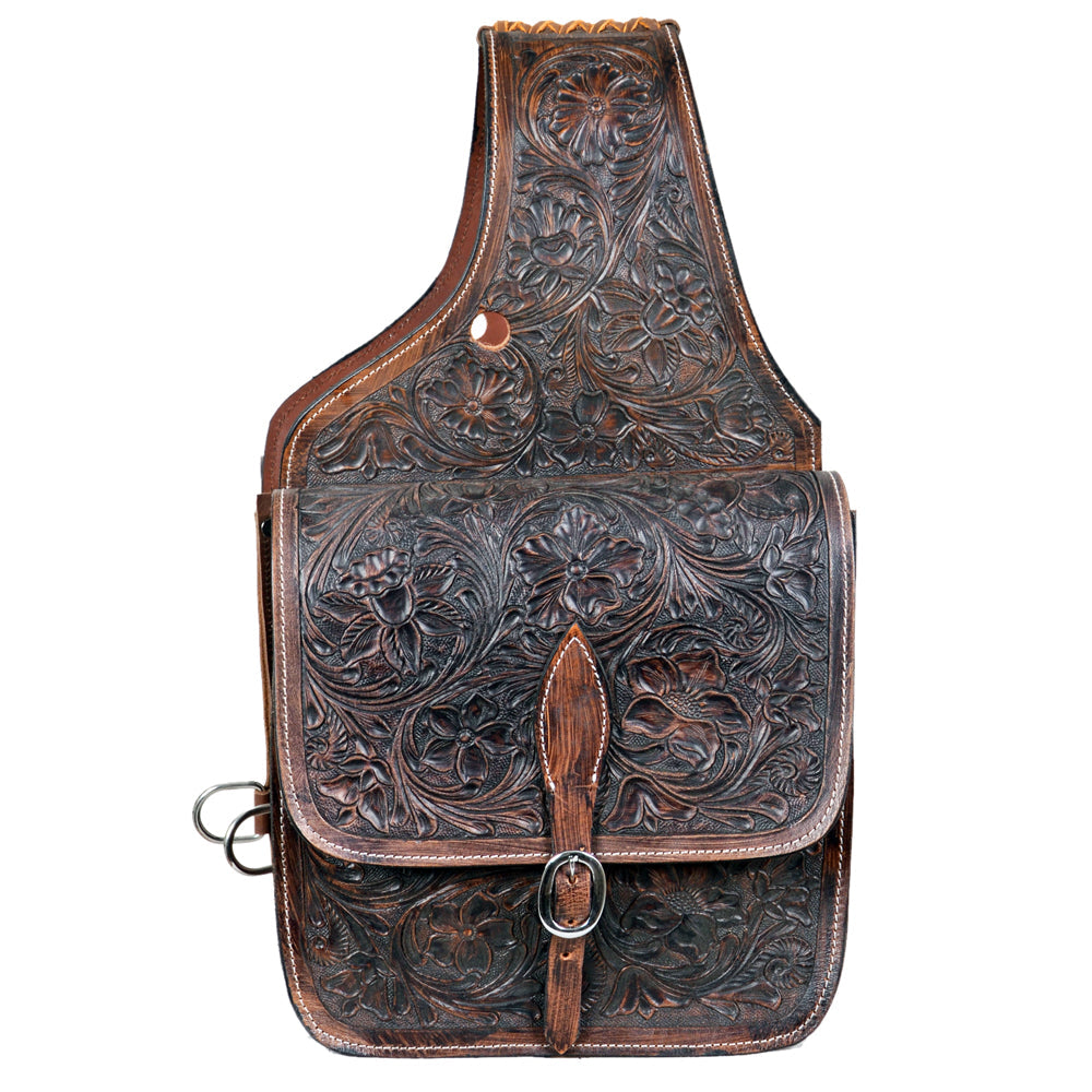 HILASON Western Horse Leather Saddle Bag Heavyduty Traditional Trail Ride Dark Brown