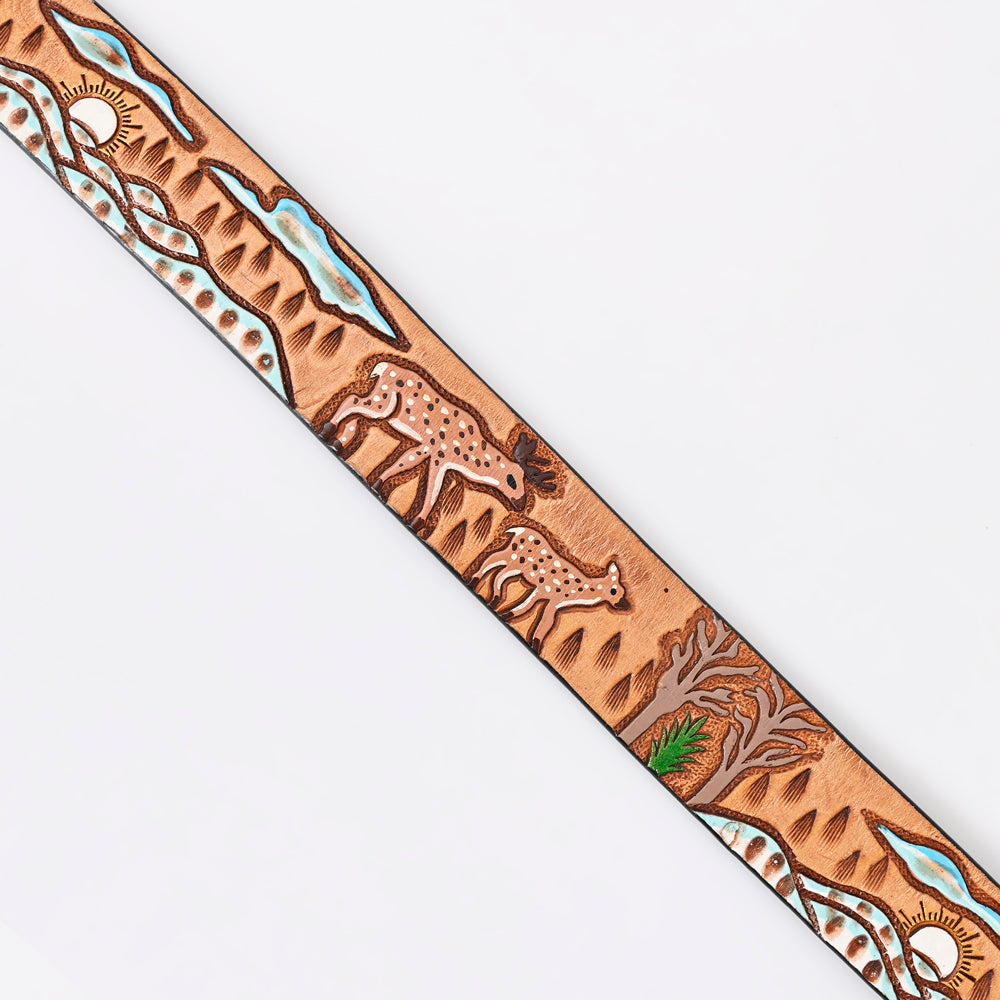 American Darling ADBLF163-L Beautifully Hand Tooled Genuine American Leather Belt Men and Women