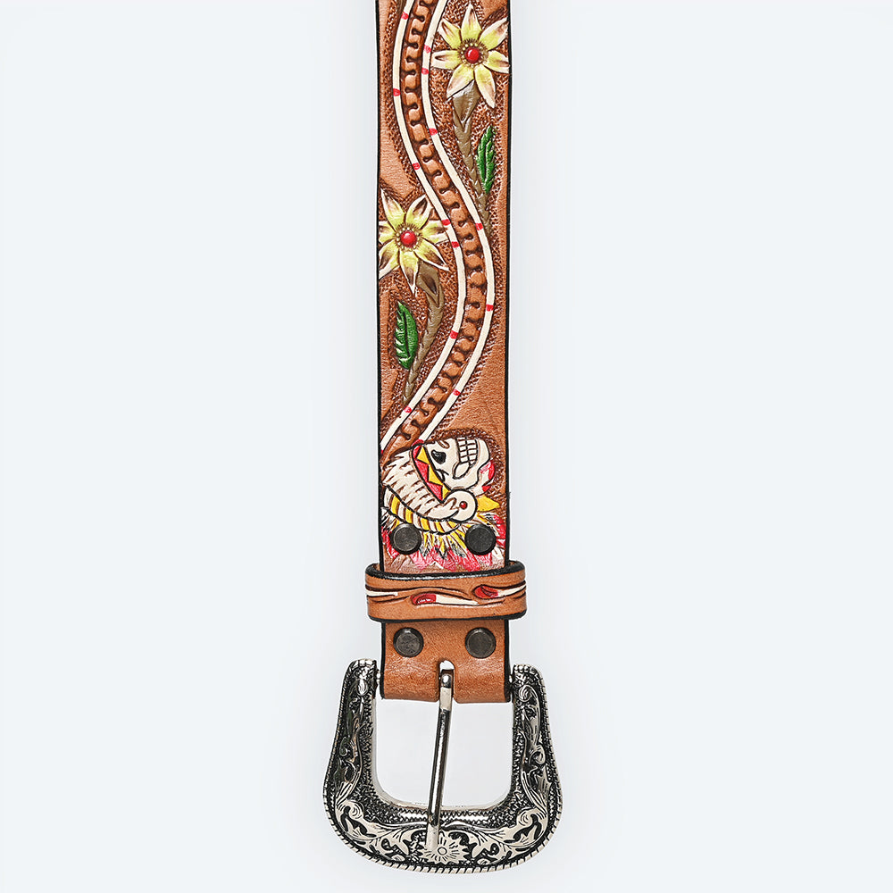 American Darling ADBLF168-L Beautifully Hand Tooled Genuine American Leather Belt Men and Women