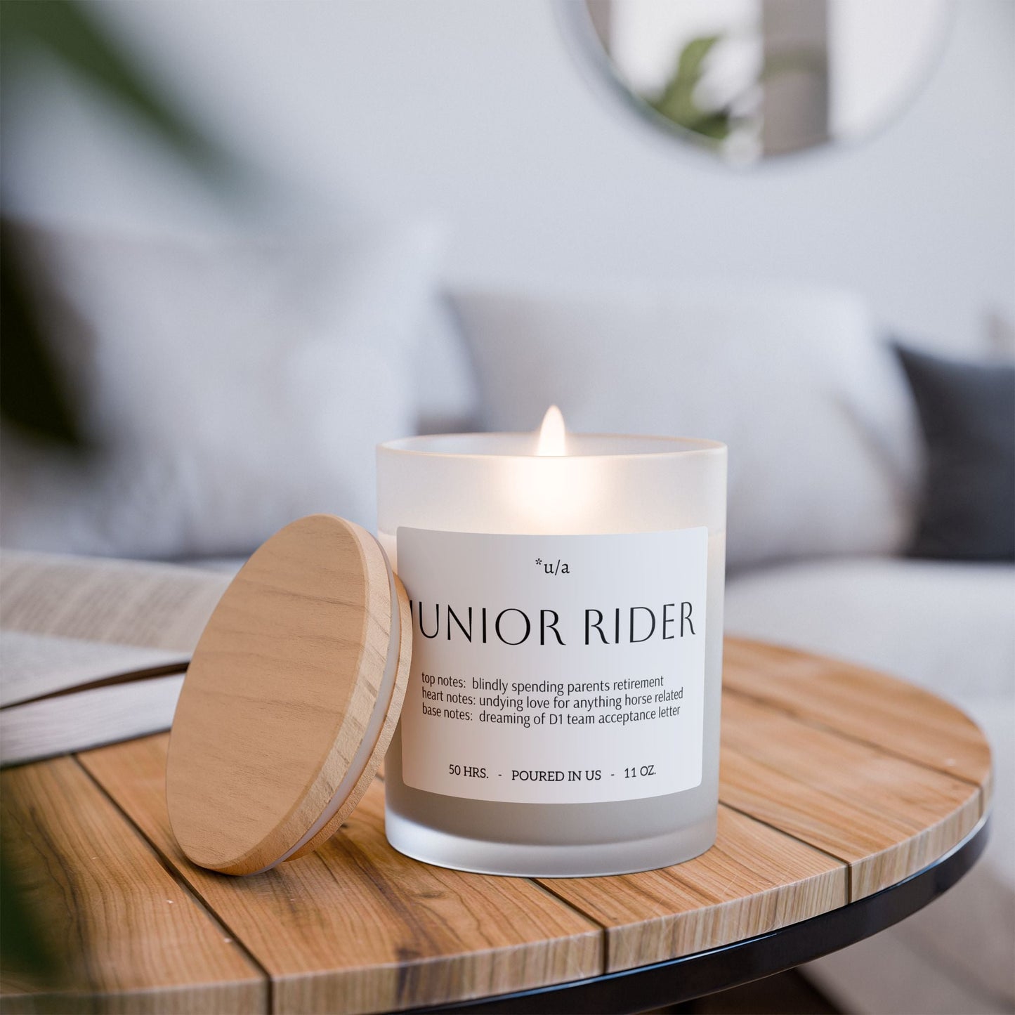 Frosted Glass Candle, 11oz - Junior Rider
