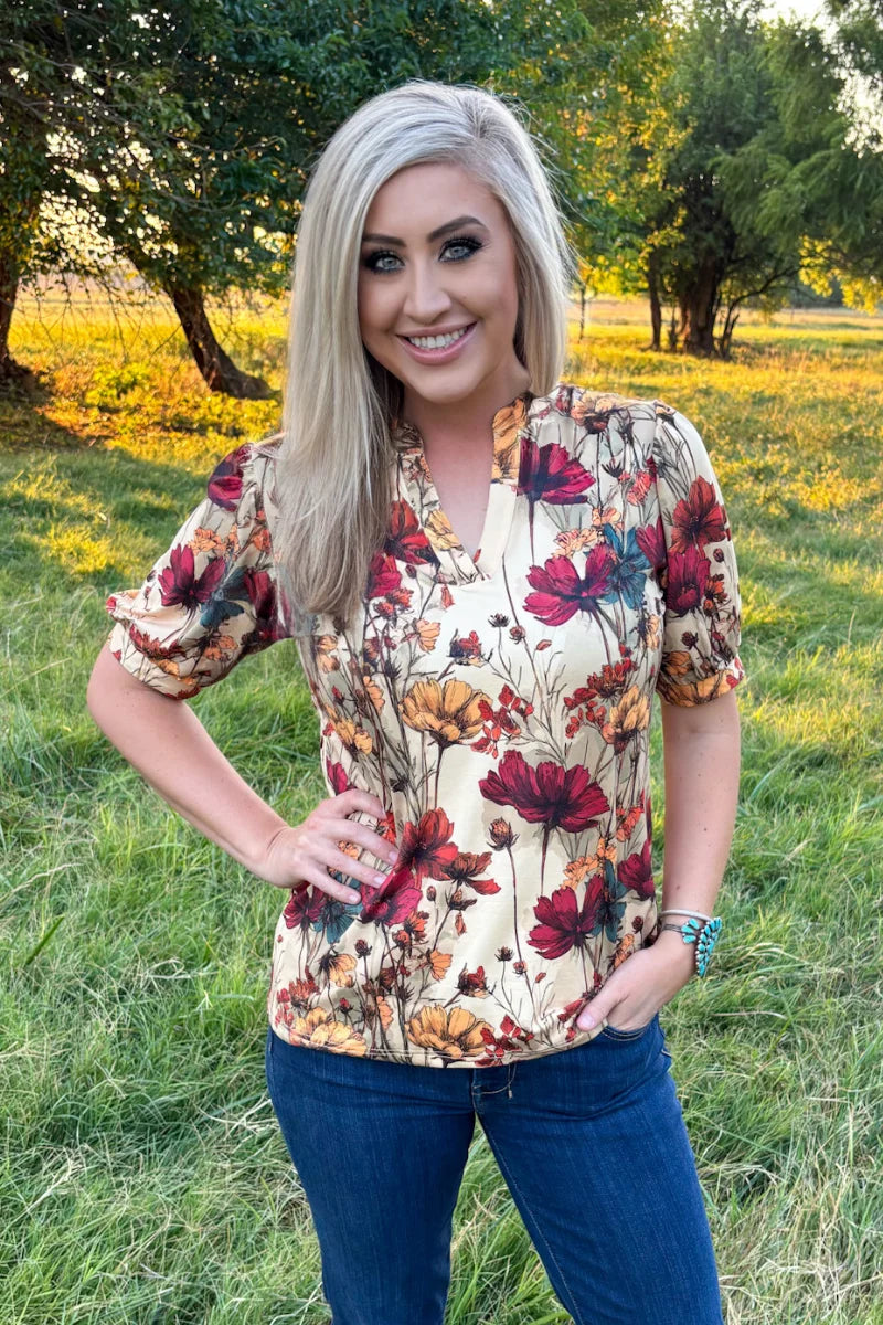 Vintage wildflower top