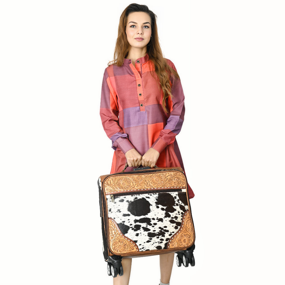 American Darling Travel Case Beautifully Hand Tooled Hair-On Genuine Leather women bag western handbag purse
