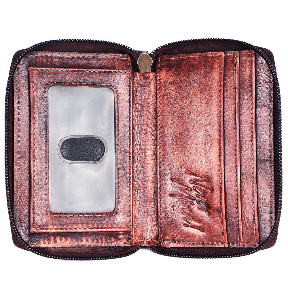 Never Mind Nmbgm146C Wallet Vintage Handmade Genuine Cowhide Leather Women Bag Western Handbag Purse
