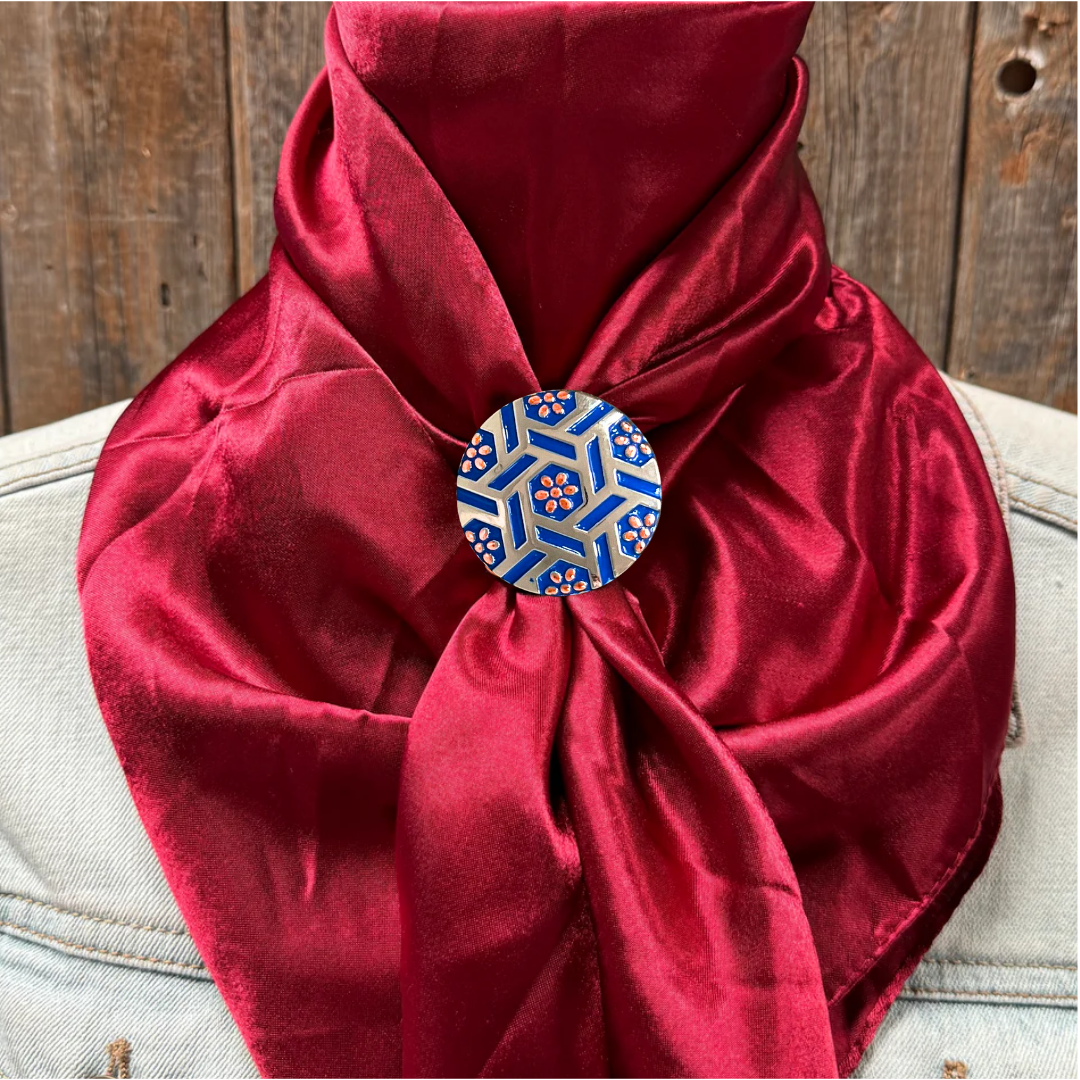 35X35" Solid Burgundy Wild Rag / Scarf WRS14 - Western Concho Wild Rag Slides - Assorted