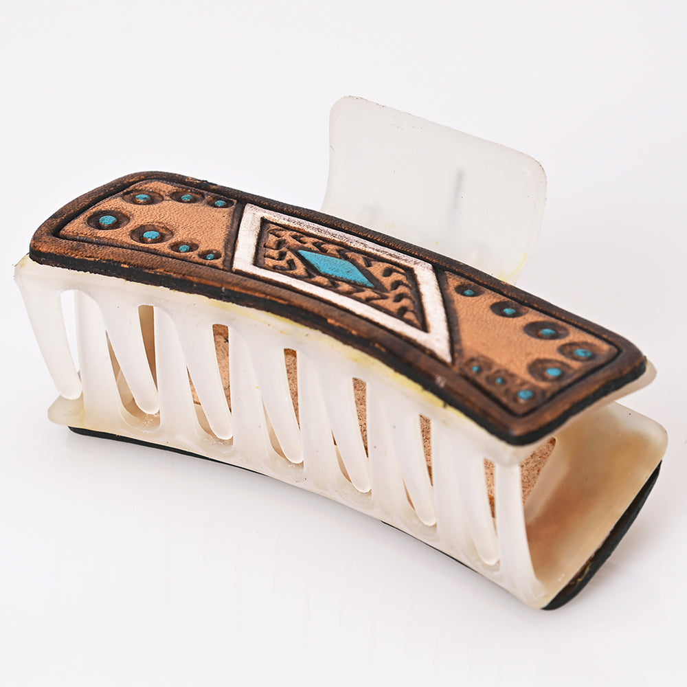 Beautifully Hand Tooled Women Ladies Hair Band Clip Clutcher