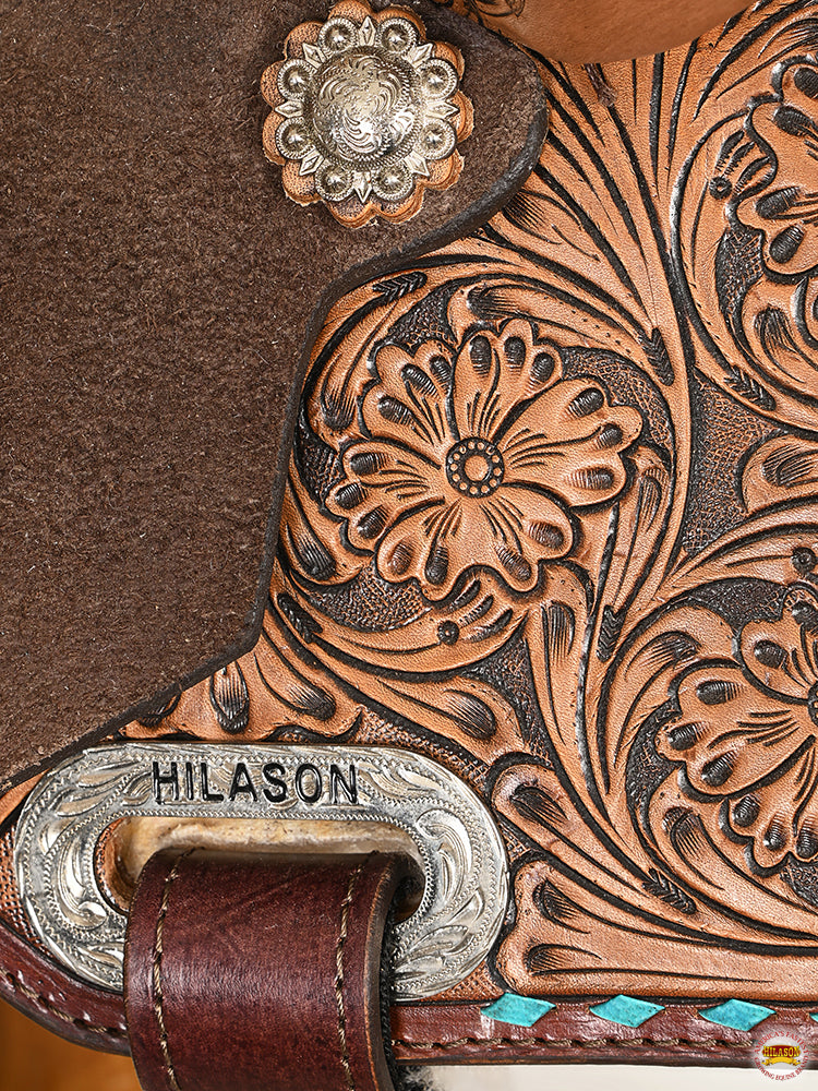 Flex Tree Western Horse Saddle In American Leather Barrel Trail Hilason
