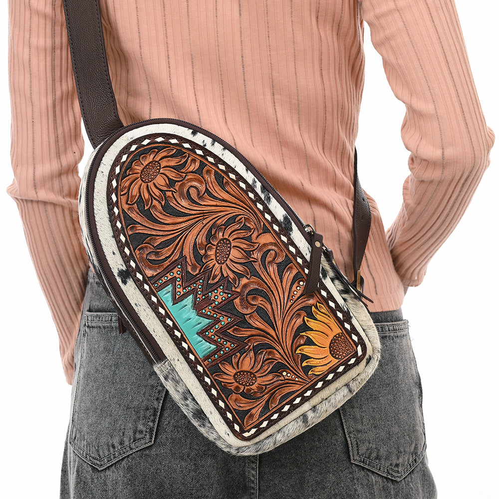 ADBGA593A Sling Hand Tooled Genuine Leather Women Bag Western Handbag Purse