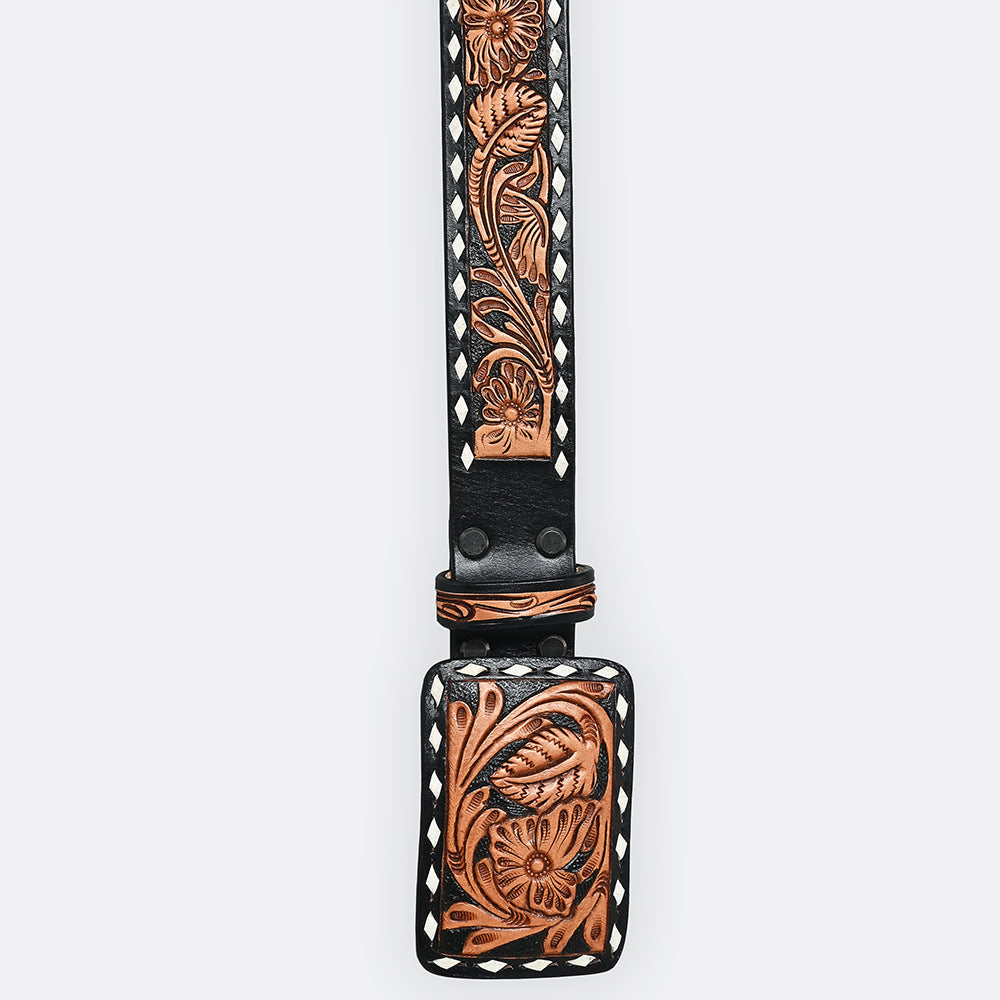 Beautifully Hand Tooled Genuine American Leather Belt Men and Women