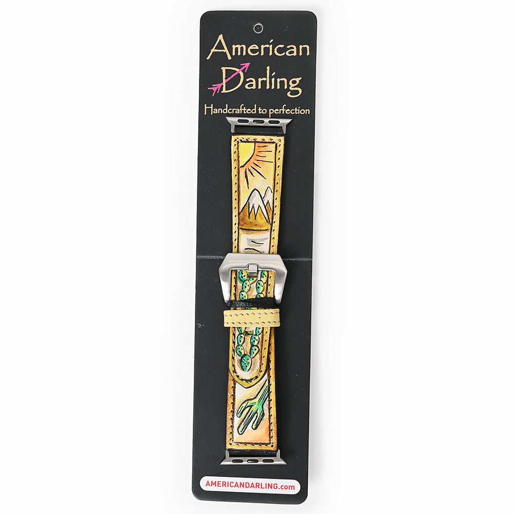 American Darling I watch Strap Genuine Leather With Beautiful Cactus Hand Painted Smart Watch Strap