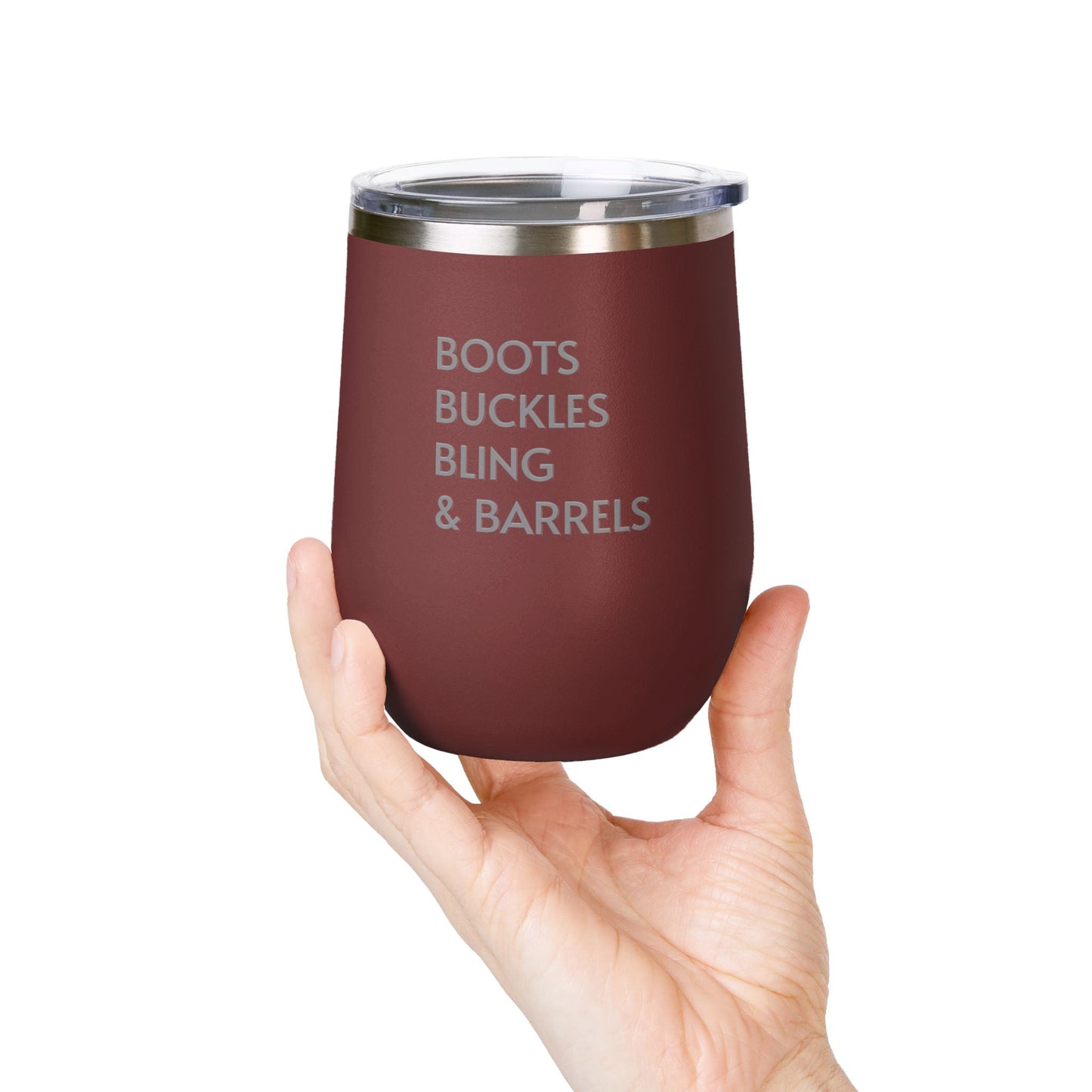 Wine Tumbler, 12oz - Boots/Buckles/Bling