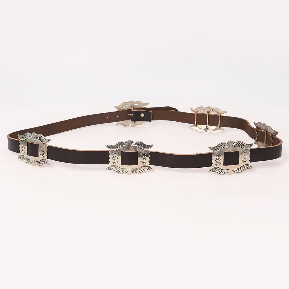 American Darling Genuine Leather Women Belt Dark Brown With Concho 51 Inches