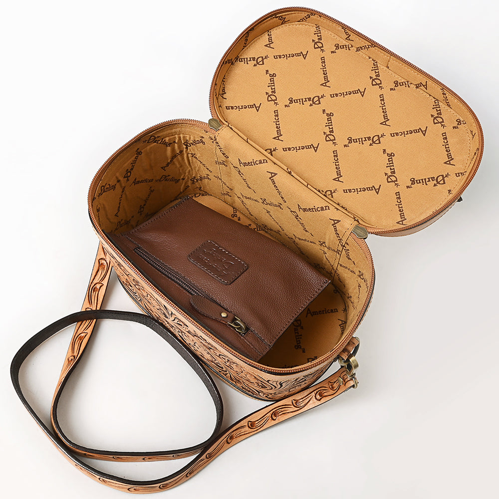 American Darling Jewelry Case Hand Tooled Genuine Leather Women Bag Western Handbag Purse