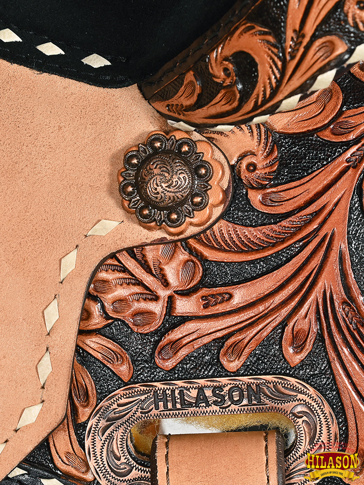 Hilason Western Horse Barrel Racing Wooden Tree American Leather Saddle