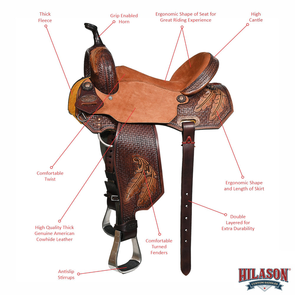Hilason Western Horse Barrel Racing Wooden Tree American Leather Saddle