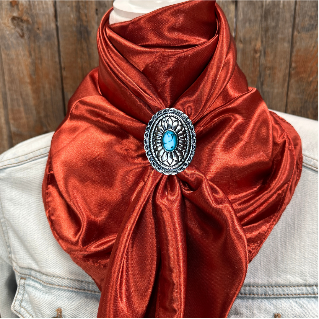 35X35" Solid Rust Wild Rag / Scarf WRS16 - Western Concho Wild Rag Slides - Assorted