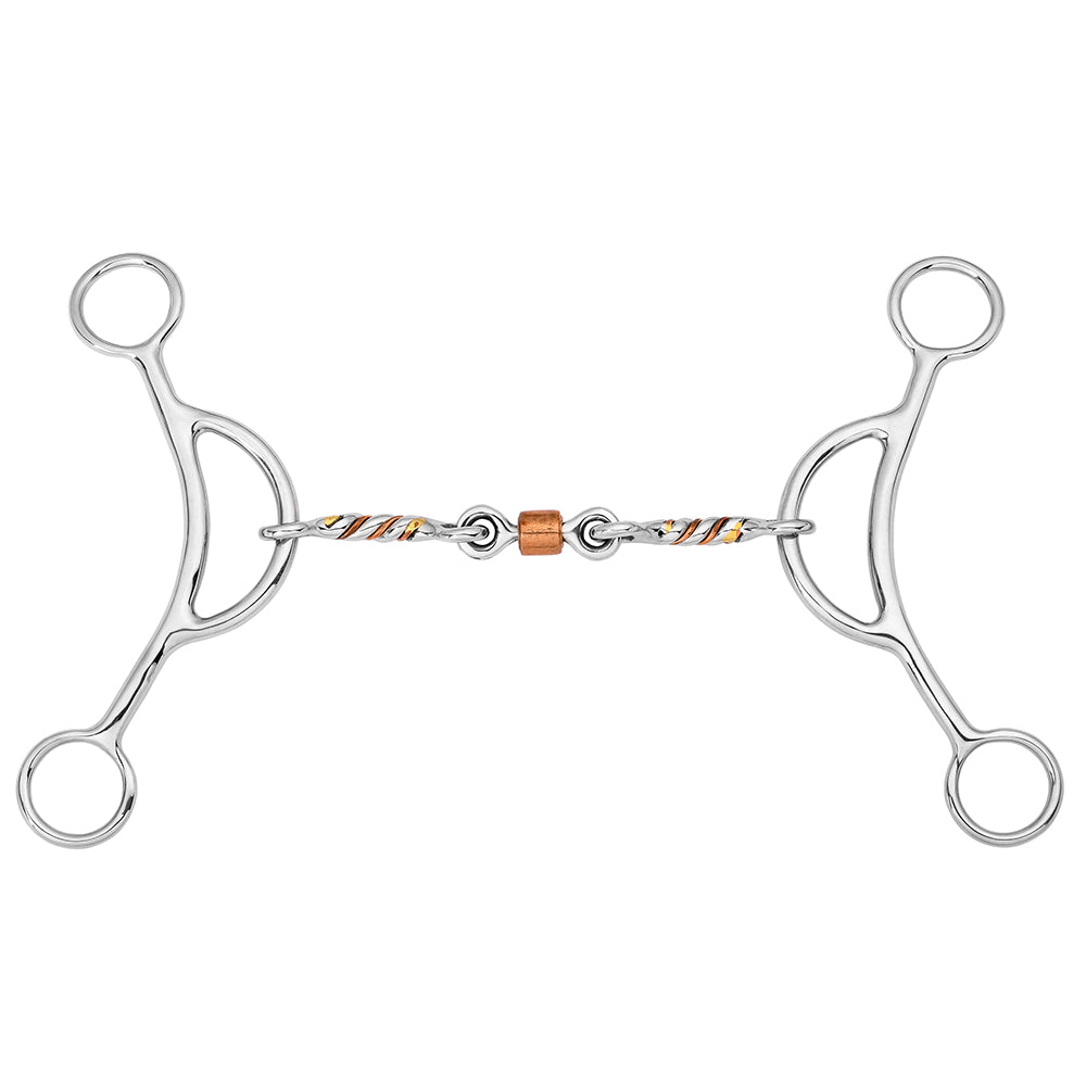 BAR H EQUINE Western Gag Bit with Three-Piece Copper Roller Ideal for Barrel Racing