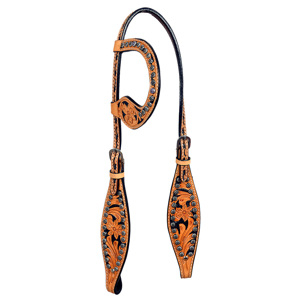 Hilason Western Horse One Ear Headstall Bridle American Leather Tan