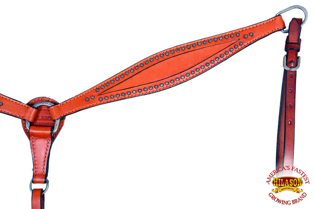 HILASON Western Horse Breast Collar Tack Genuine American Leather Mahogany
