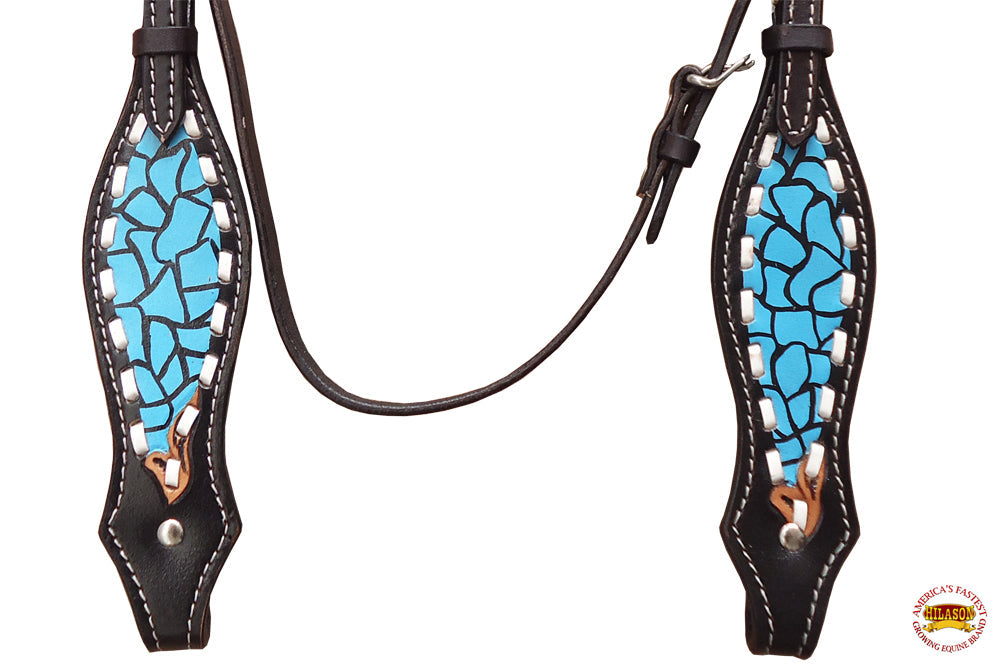 HILASON Western Horse Headstall Tack Genuine American Leather Black