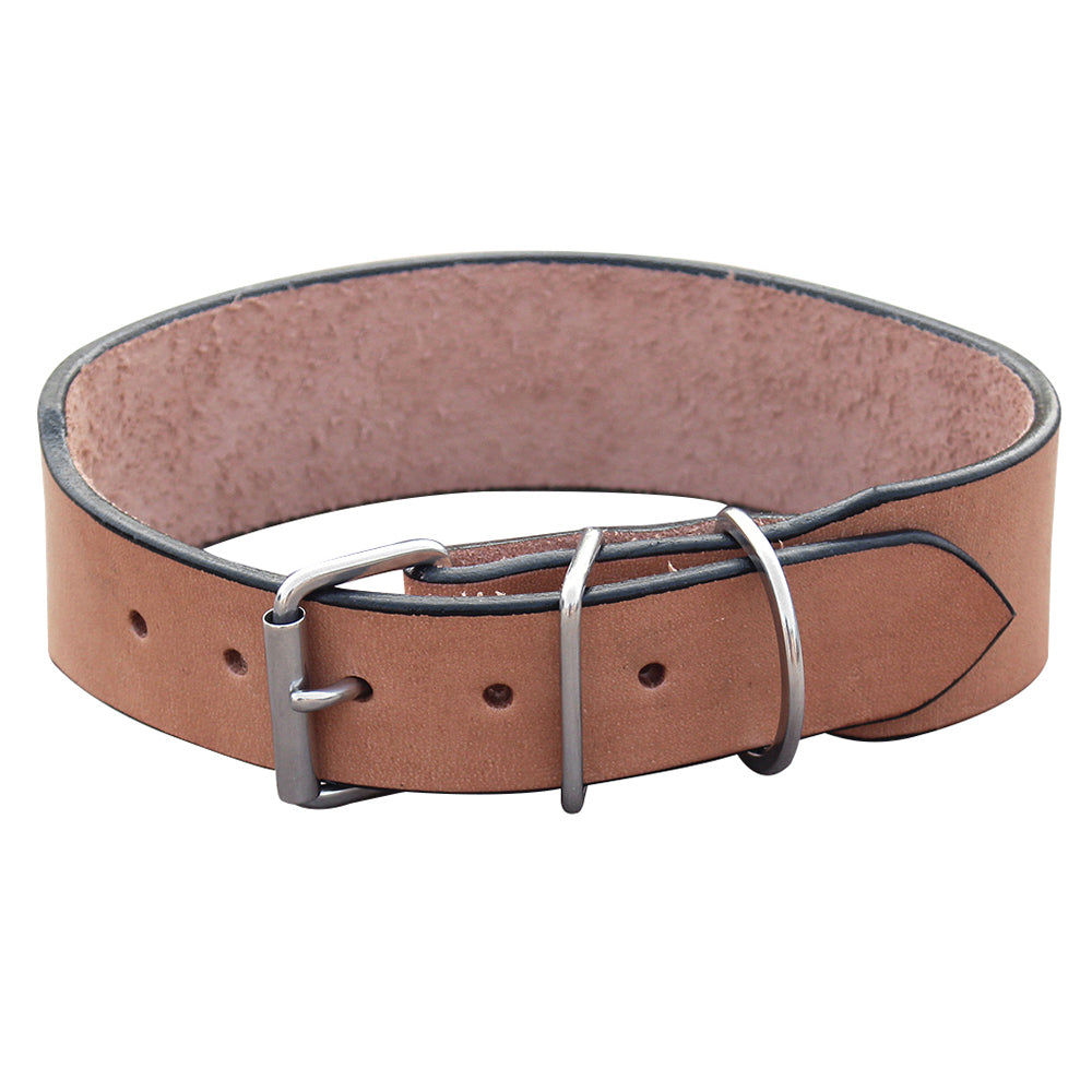 Hilason Heavy Duty Handmade Genuine Leather Dog Collar Tan