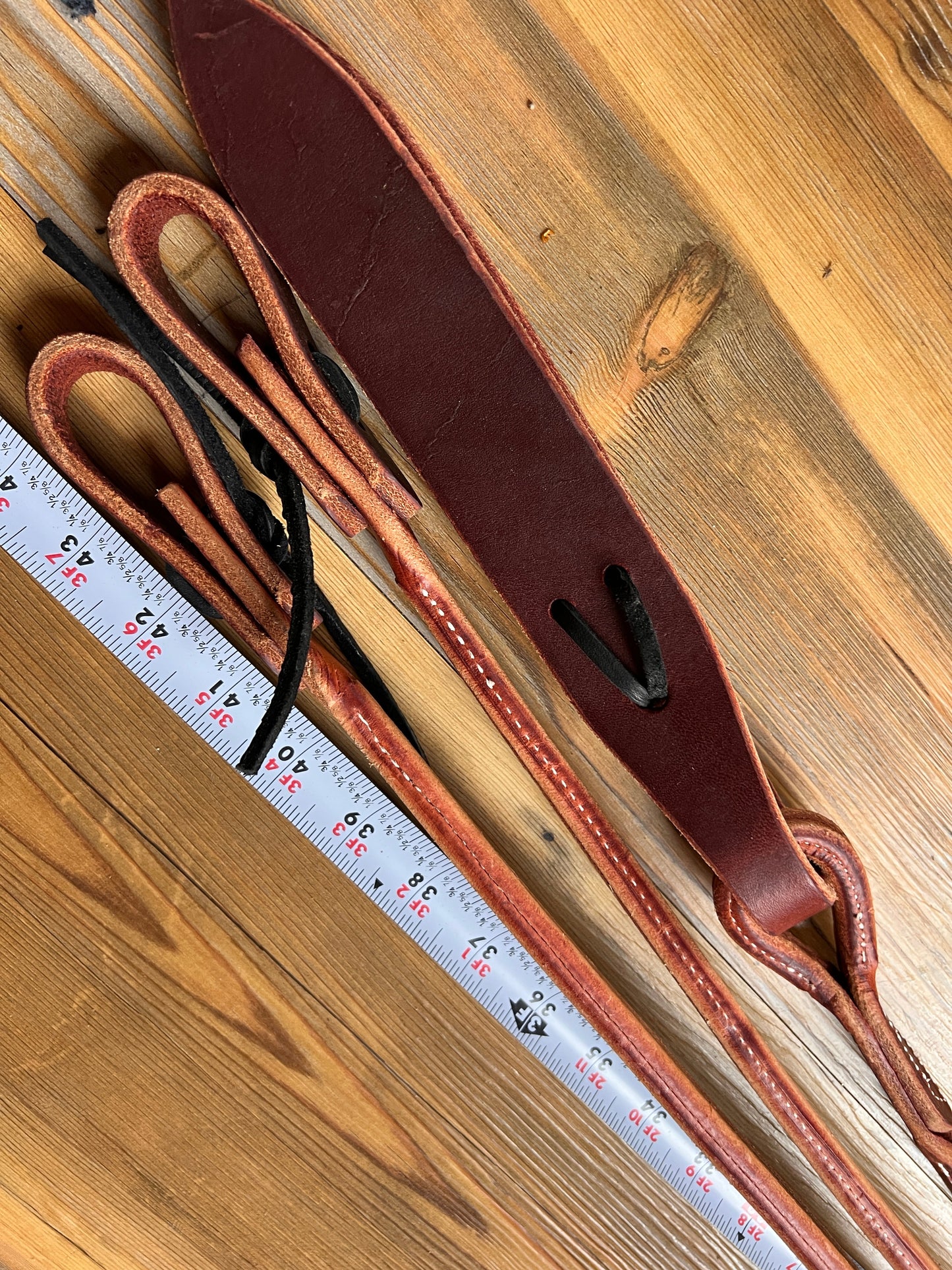 Harness Leather Romal Reins with Popper. Made in the USA