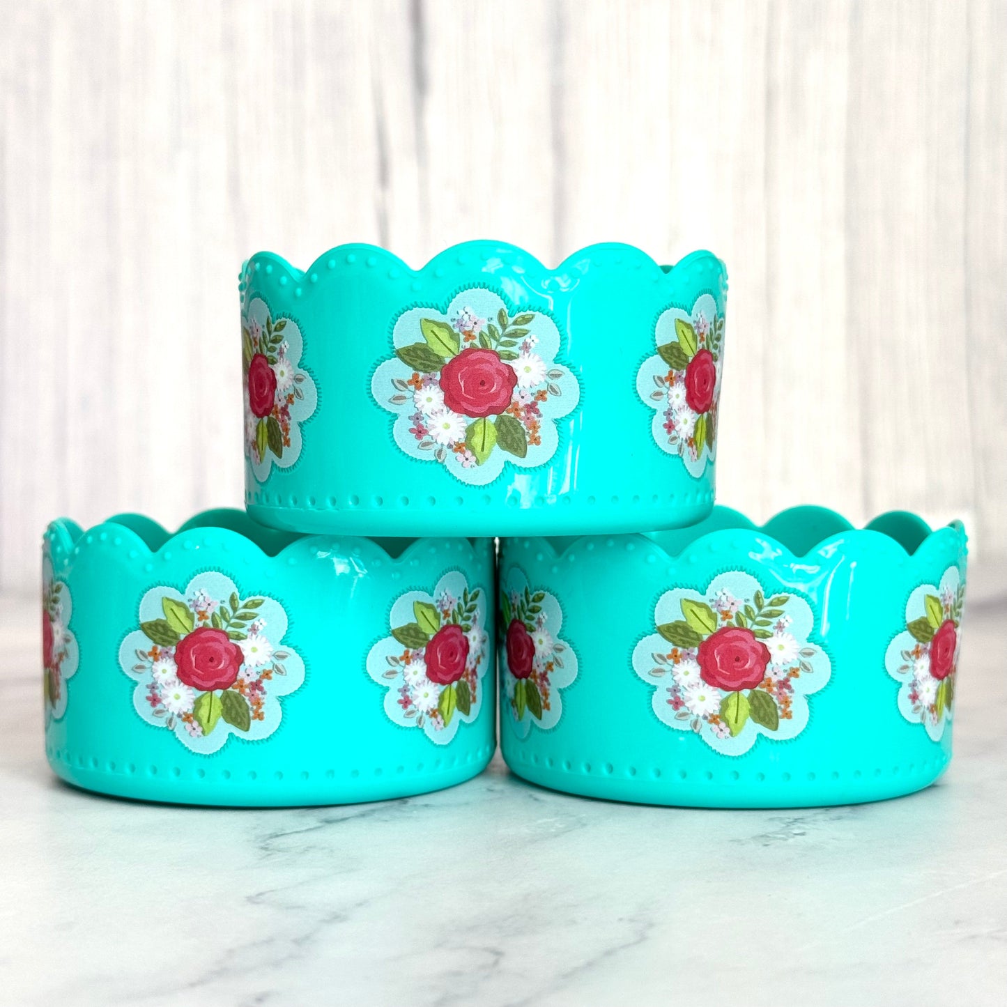 Tiffany Floral Scallop Tumbler Boot -fits 20-40oz