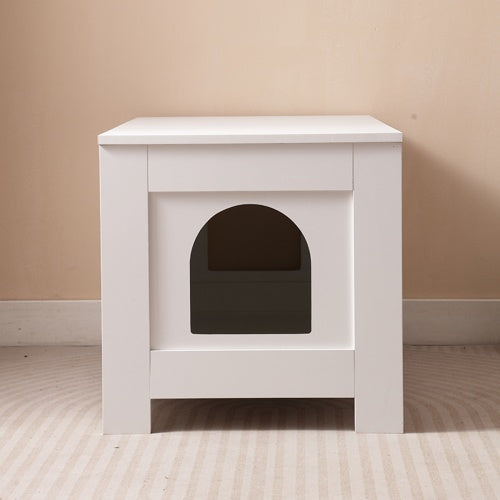 Hidden Litter Box Furniture With Barn Door, Wooden Cat Washroom Furniture, Cat House, End Table, Fit Most Of Litter Box