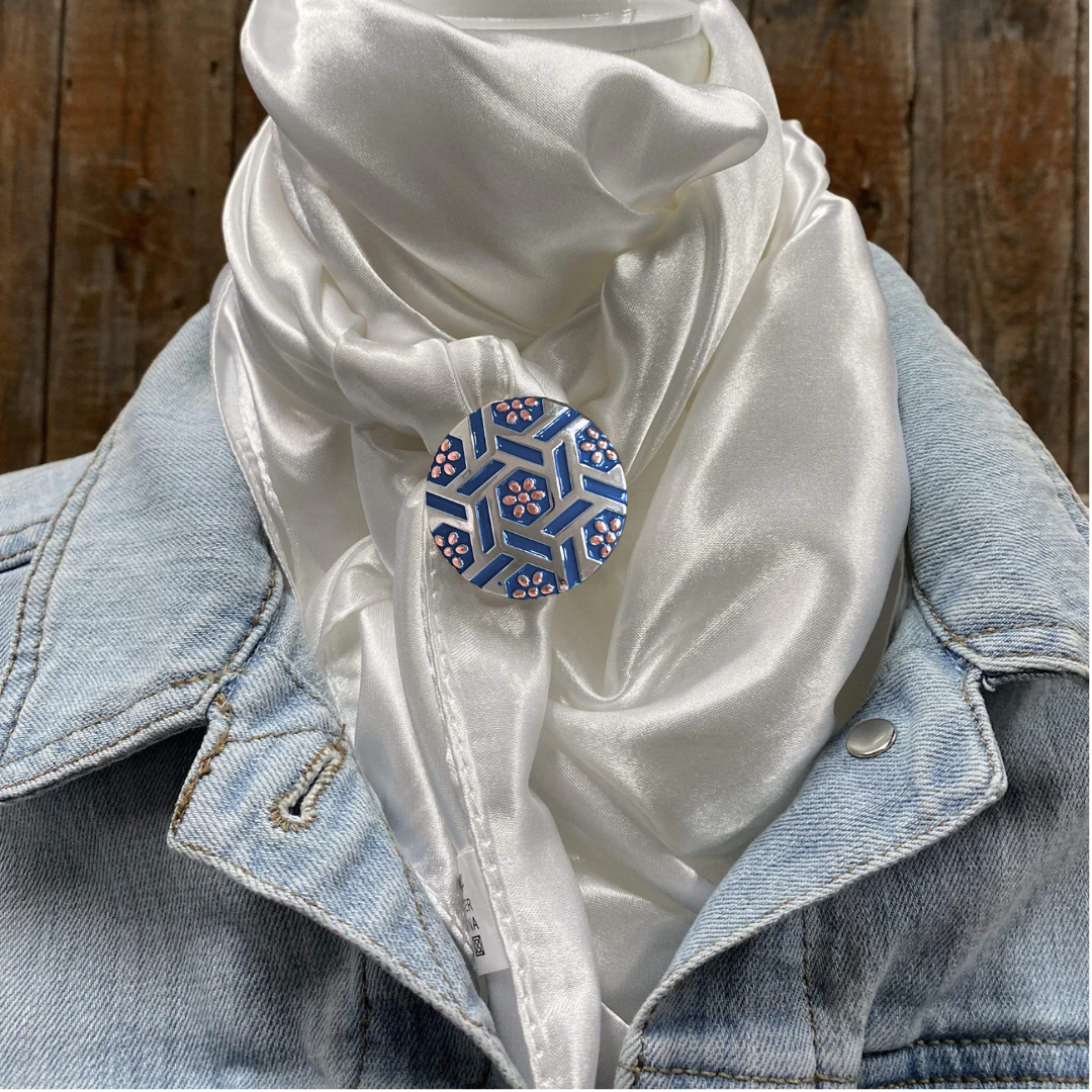 35X35" Solid White Wild Rag / Scarf WRS3 - Western Concho Wild Rag Slides - Assorted