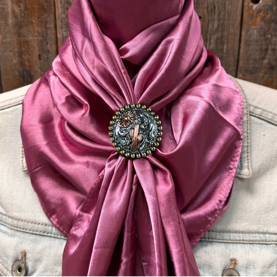 35X35" Solid Rose Wild Rag / Scarf WRS6 - Western Concho Wild Rag Slides - Assorted