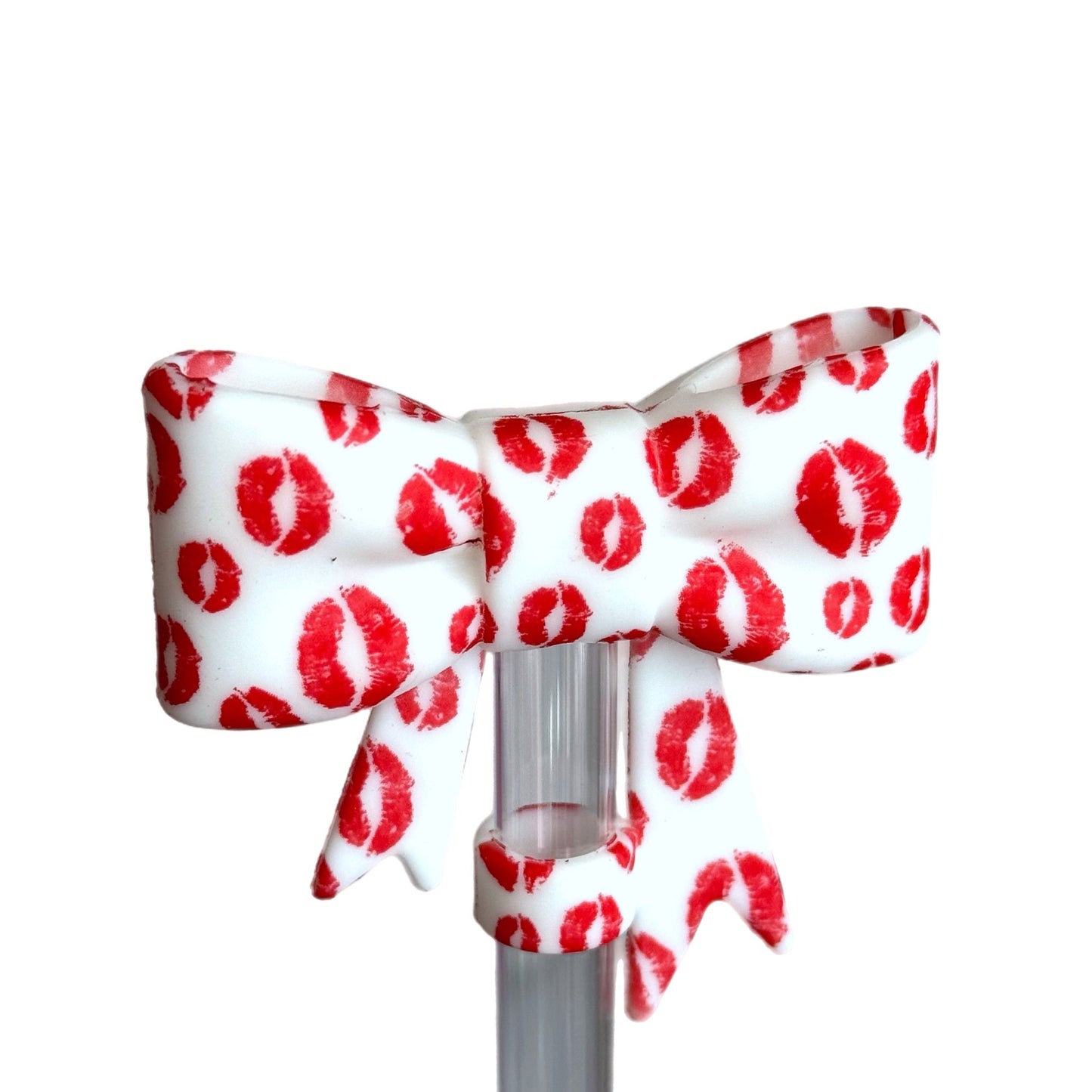 Kissy Lips 3D Bow Straw Topper *Hydroprinted*