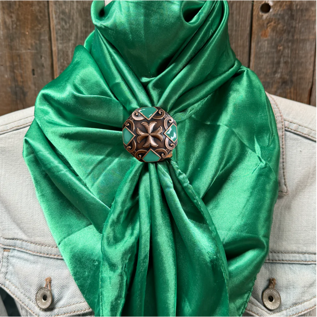 35X35" Solid Green Wild Rag / Scarf WRS18 - Western Concho Wild Rag Slides - Assorted