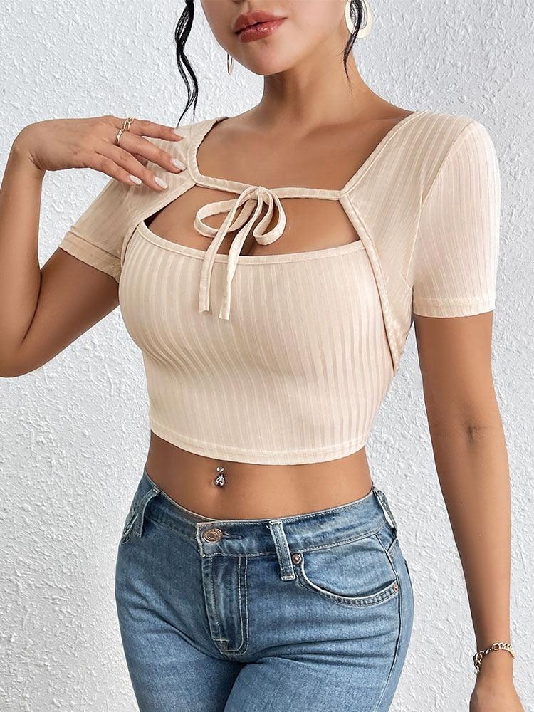 Silky Textured Crop Top – Chic Asymmetrical Collar Top for Casual & Formal Wear