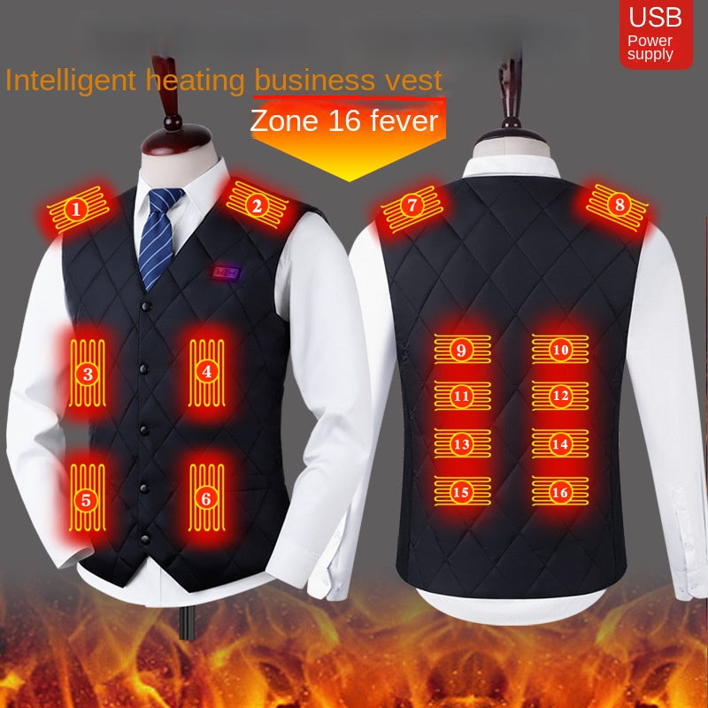 Sixteen zone intelligent heating vest for winter warmth, USB electric heating vest, constant temperature men's and women's horse clips