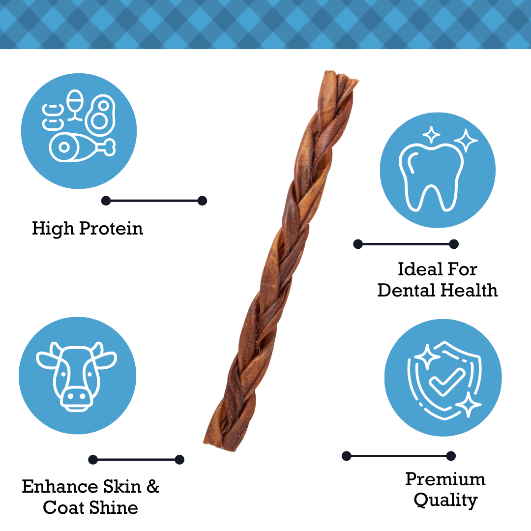 Country Living All-Natural Braided Collagen Sticks - Premium, Long-Lasting Dog Treats – 12-Inch Thick (10-Pack)