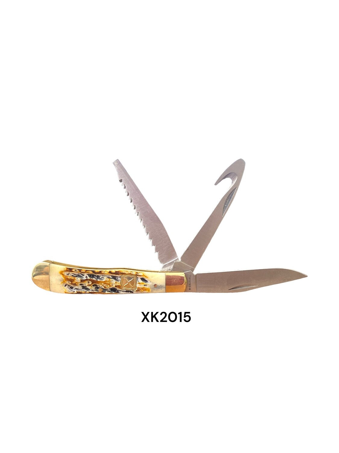 TWISTED X KNIFES- 4 1/4" CLOSED NATURAL BONE, YELLOW 3 BLADE