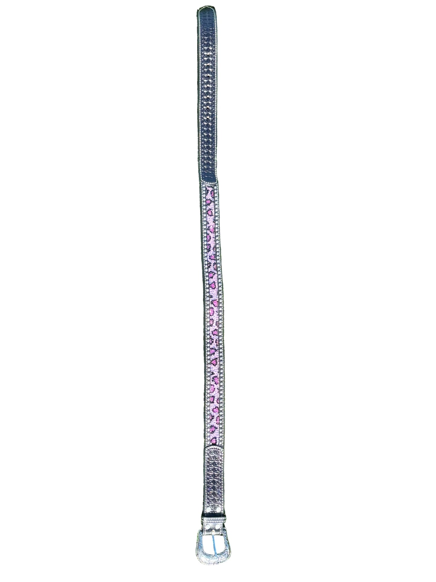 Catty Cowgirl Crystal Tooled Leather Belt