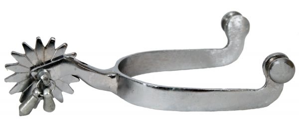 Showman ® men's size nickel plated jingle bob spurs.