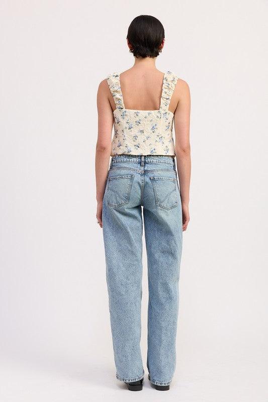 TIE FRONT PEASANT TOP
