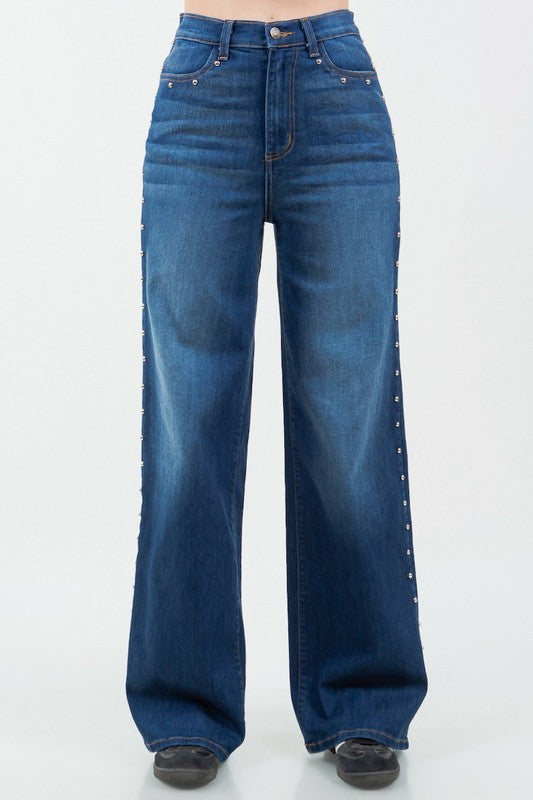 Camila Studded Wide Leg Jean