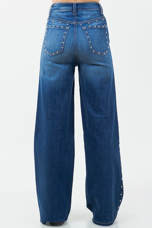 Camila Studded Wide Leg Jean