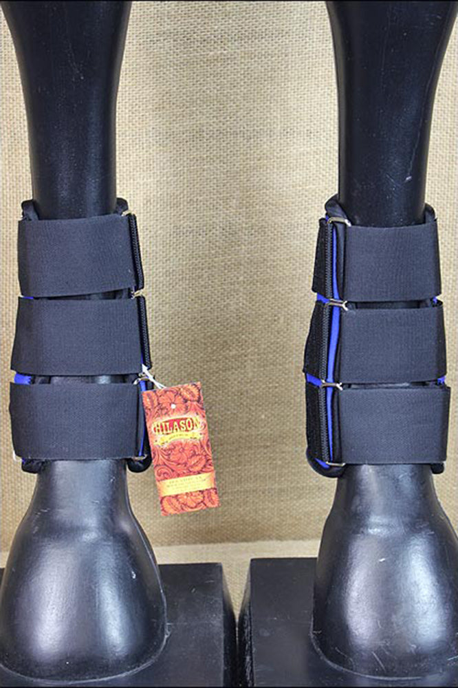 Hilason Western Horse Tack Leg Protection Deluxe Skid Boots - Blue