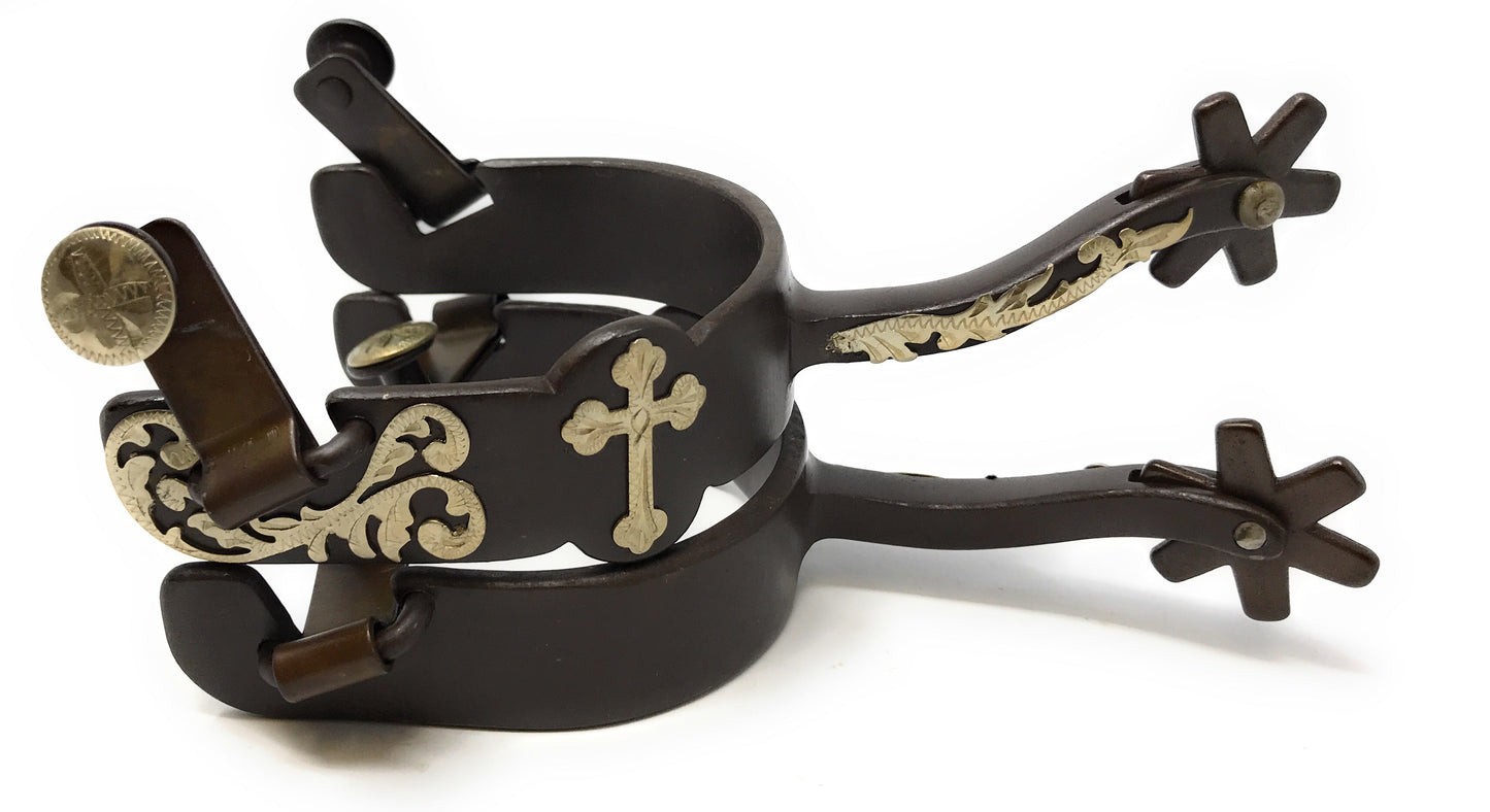 AJ Tack Men's Antique Brown Cross Offset Spurs