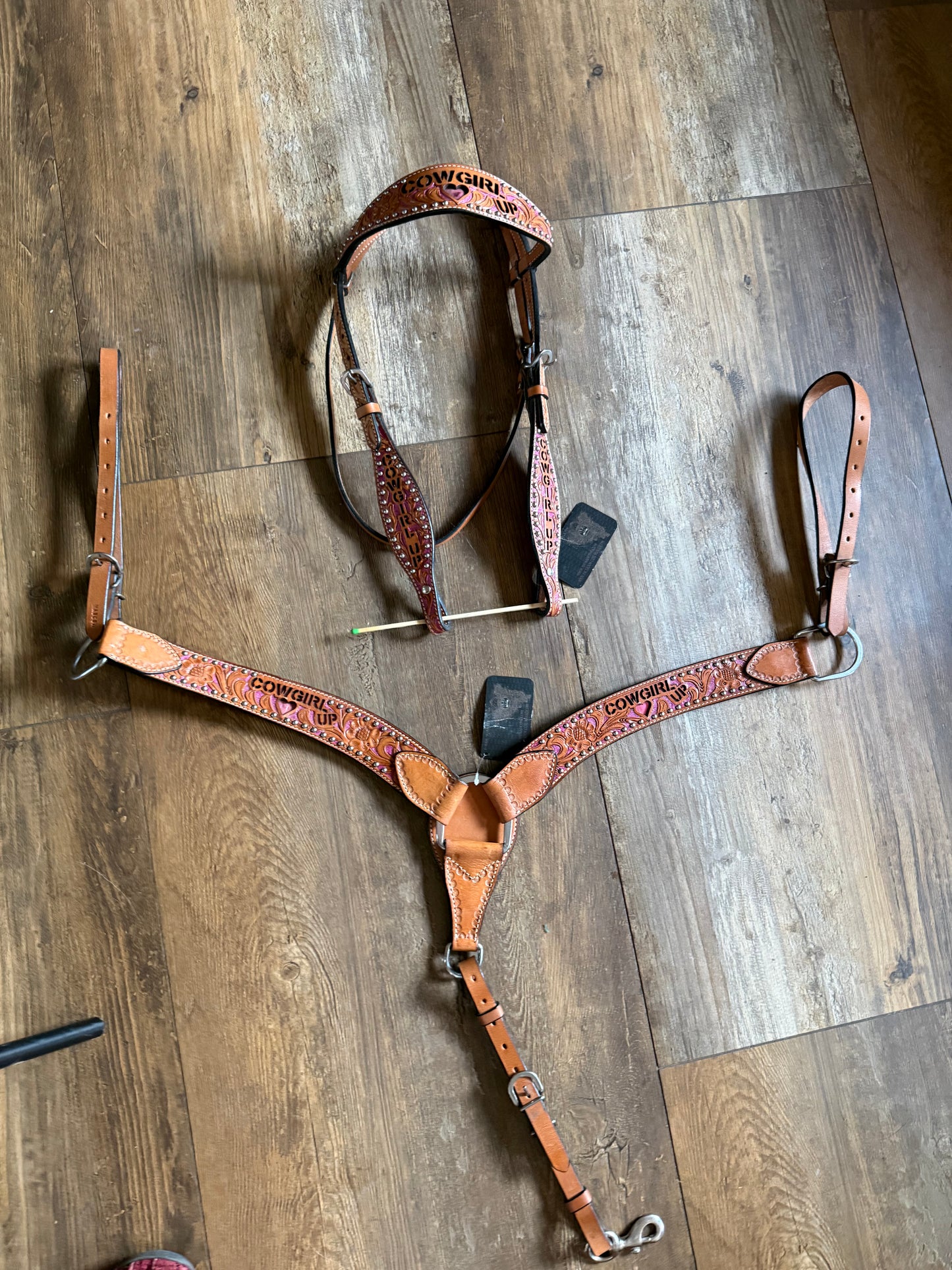 Cowgirl Up 16” saddle Bridle & Brest collar package