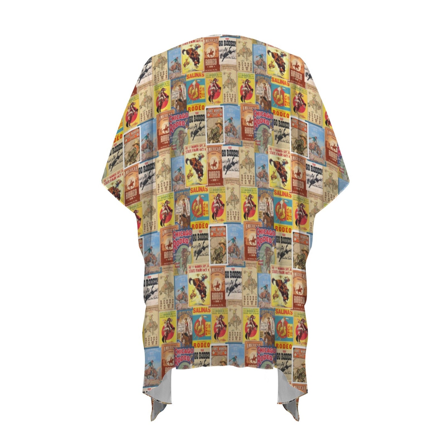 Vintage Rodeo Poster Duster Kimono Coverup Women's Long Cover Up