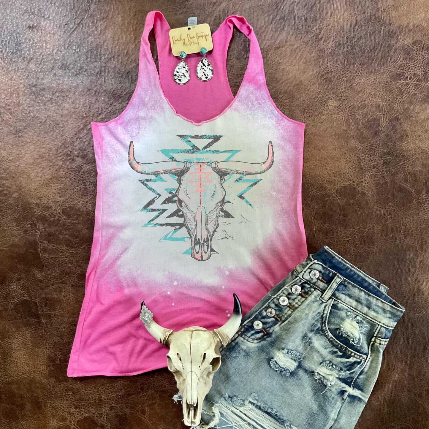 Distressed Aztec Skull Racerback Tank