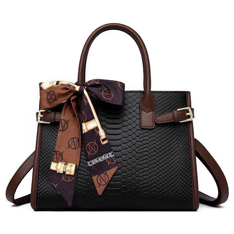 Serpent Luxe Snakeskin Handbag - Elegant Leather Commuter Bag for Stylish Women