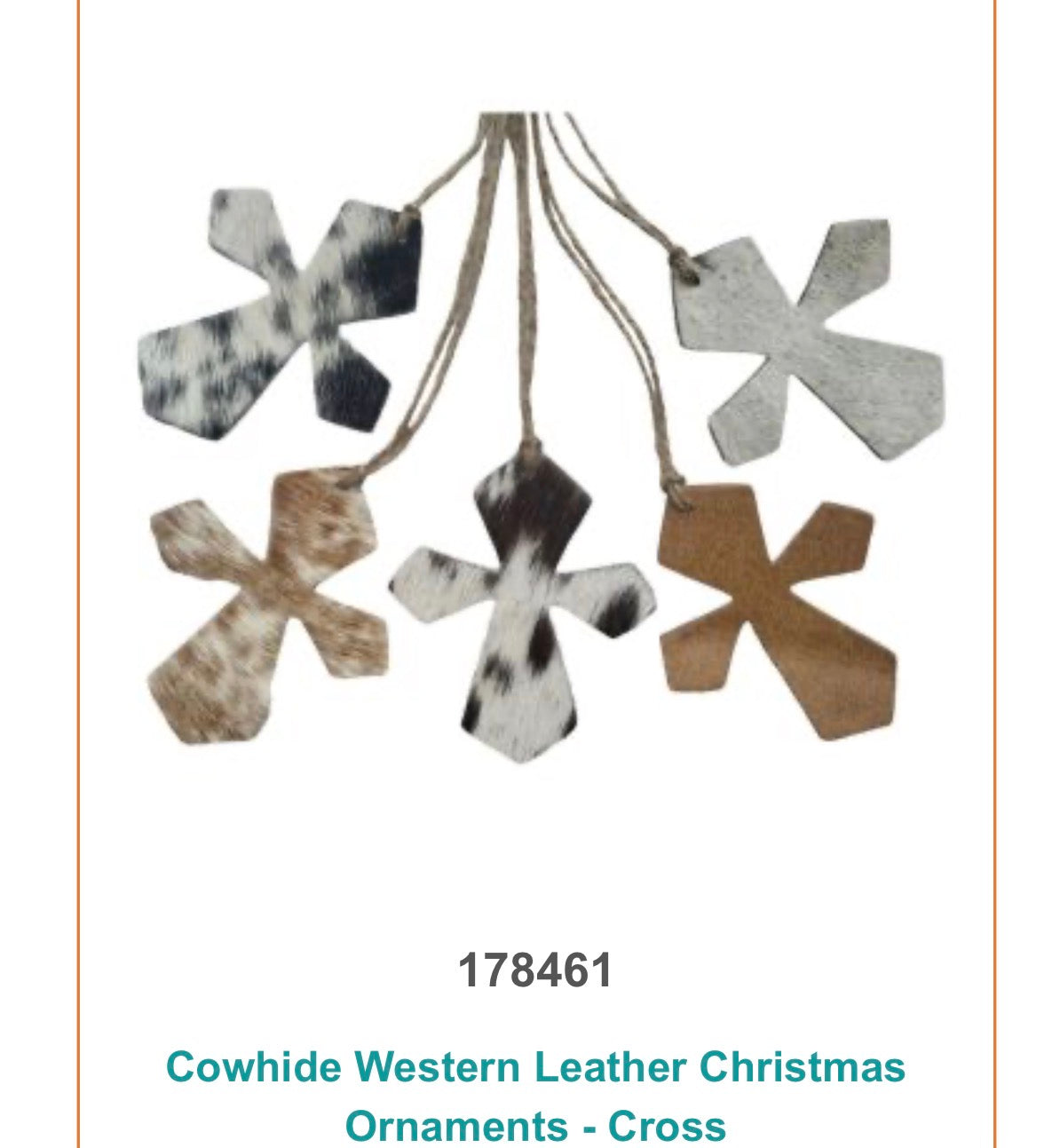Cross cowhide ornament