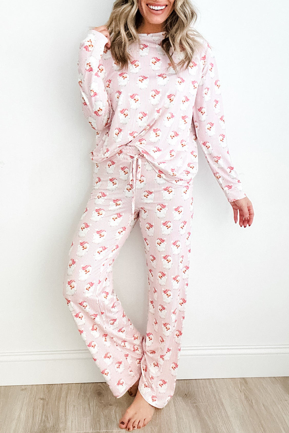 Pink Santa Claus Two Piece Pajamas