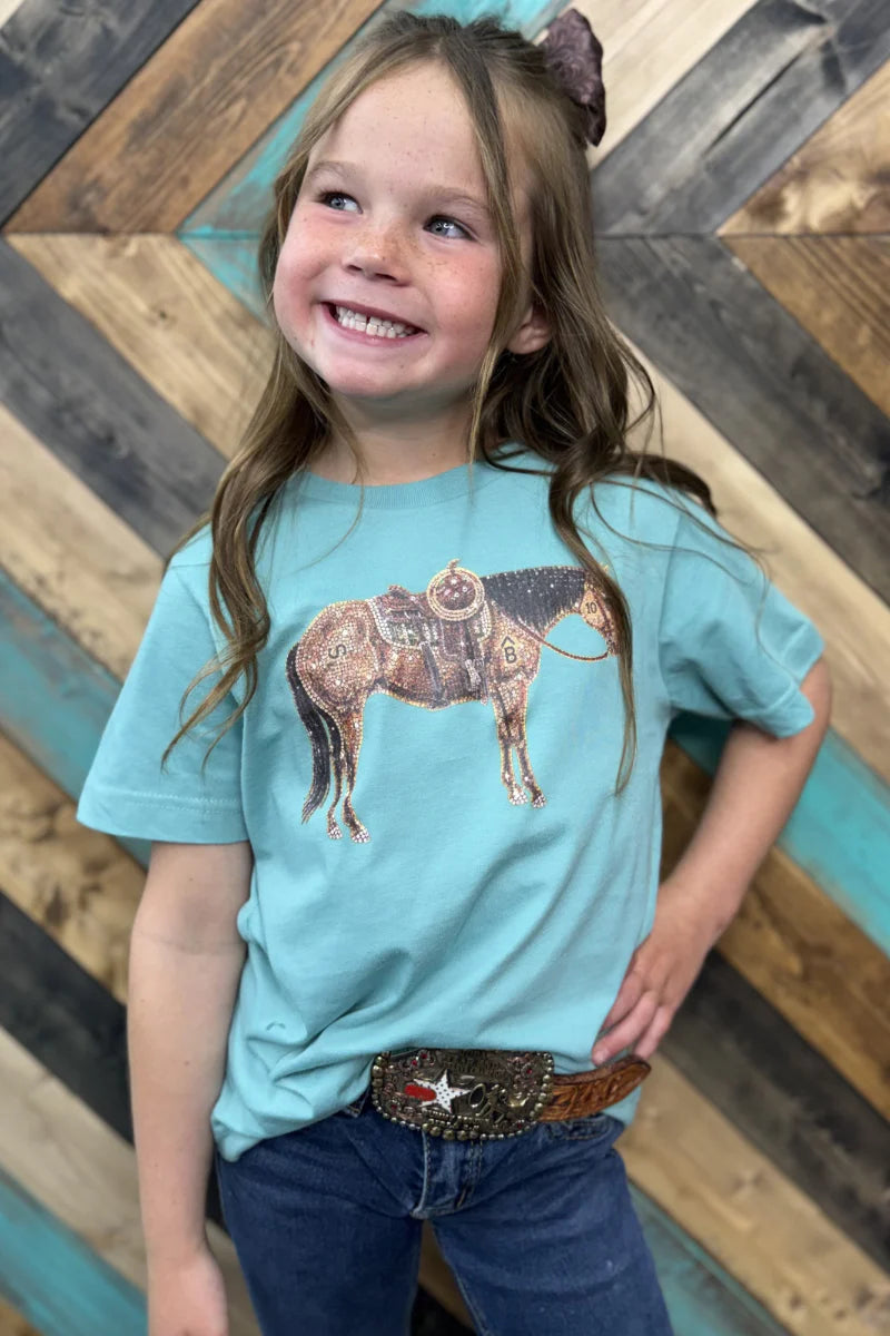 Rhinestone Cow Horse tee mini