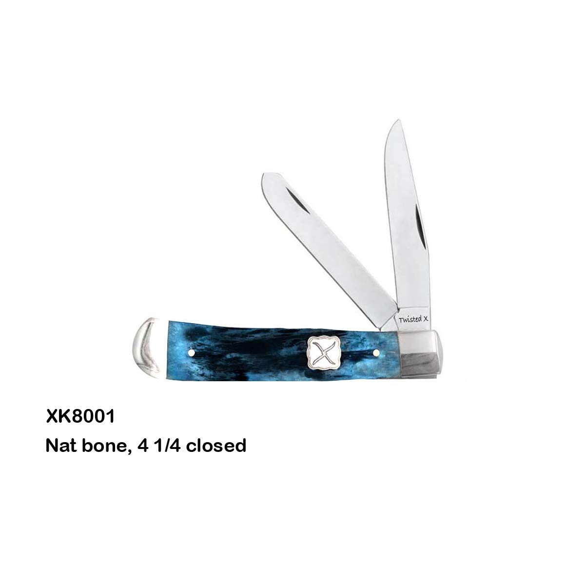 TWISTED X KNIFES- 4 1/4" DBL SS BLD BLUE BSKT WEAVE HNDL